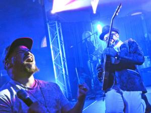 Kirk Krotz (left) performs with Jimmy Dludlu. Picture: Ross Jansen